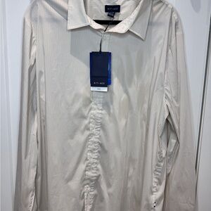 NWT Kit + Ace Acadia Loeve Poplin sand dune stripe Shirt